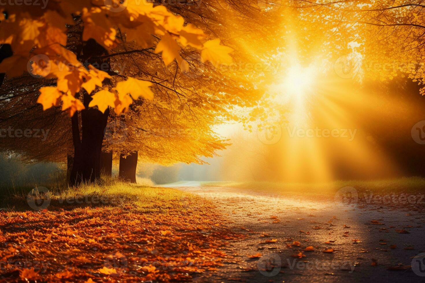 Artful Depiction of a Sunny Autumn Day. Generative By Ai photo