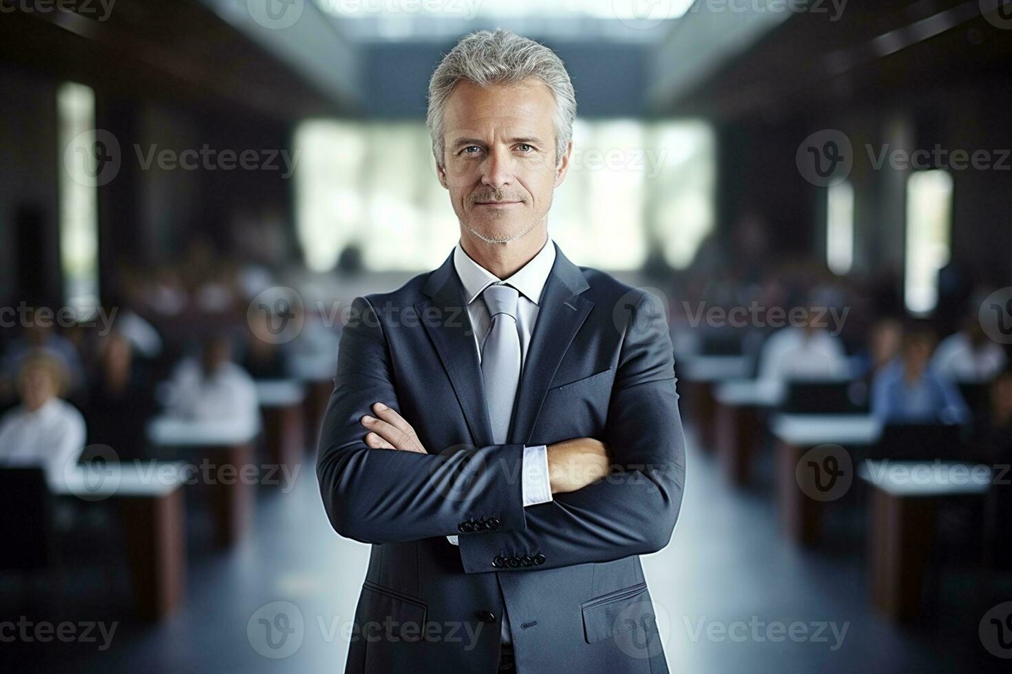 Portrait of a Mature Businessman Standing Tall. Generative By Ai photo