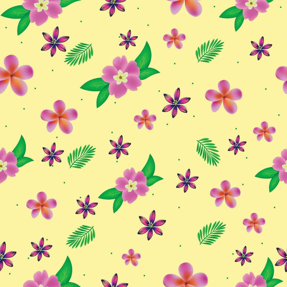 Seamless vintage pattern. pink flowers . green leaf background. vector texture. fashionable print for textiles, wallpaper and packaging.