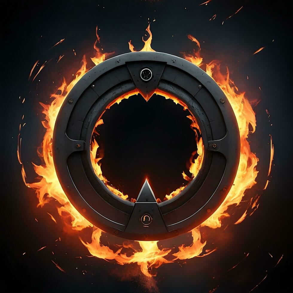 dark abstract futuristic with a  Circle gate fire photo