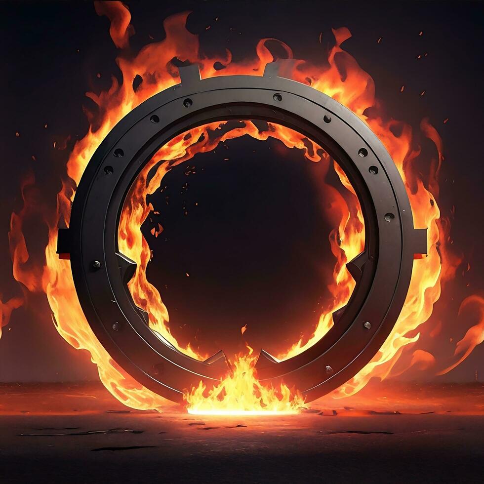 dark abstract futuristic with a  Circle gate fire photo