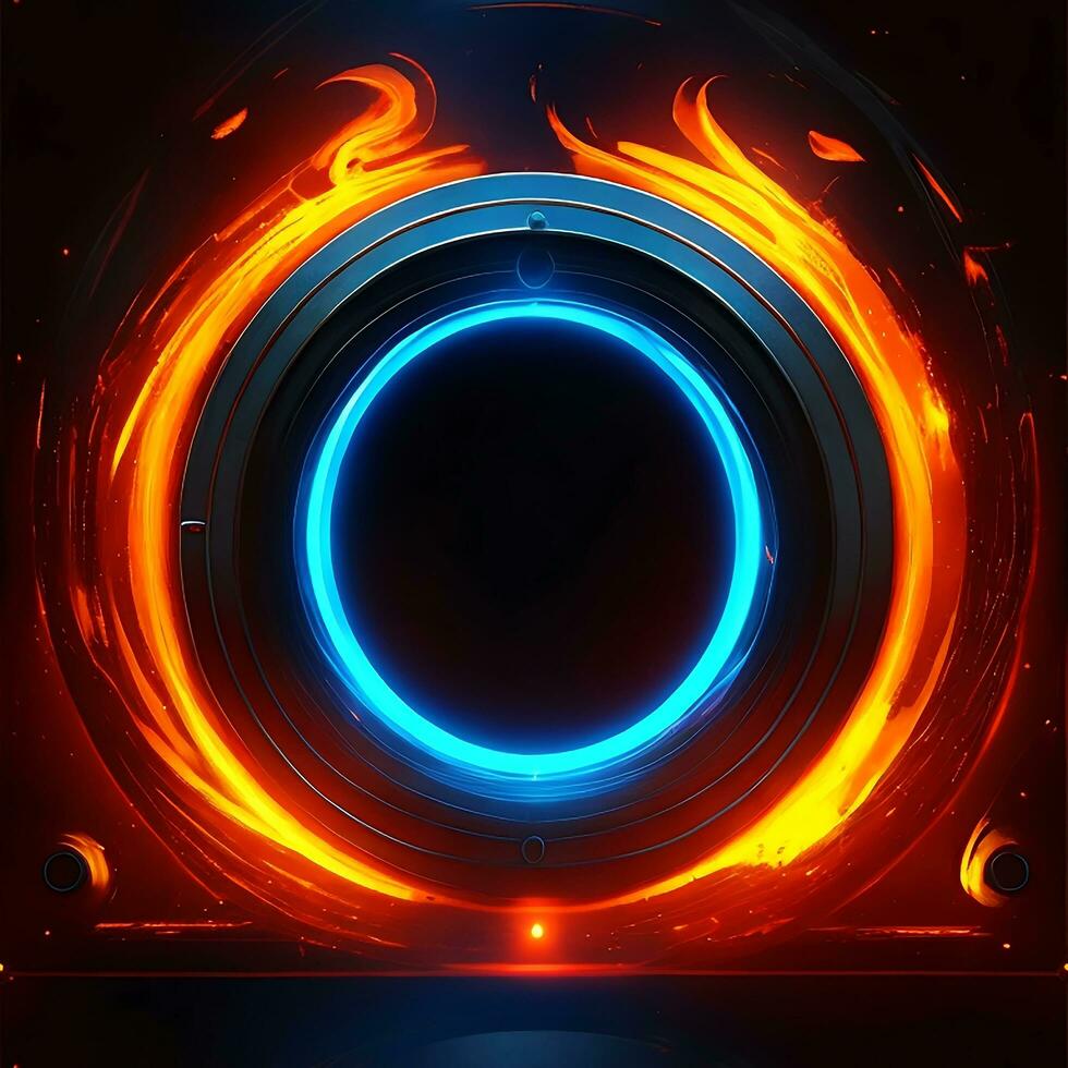 dark abstract futuristic with a  Circle gate fire photo