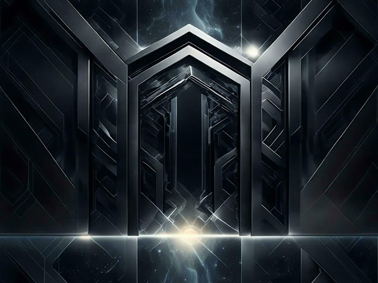 dark abstract futuristic with a Square gate neon photo