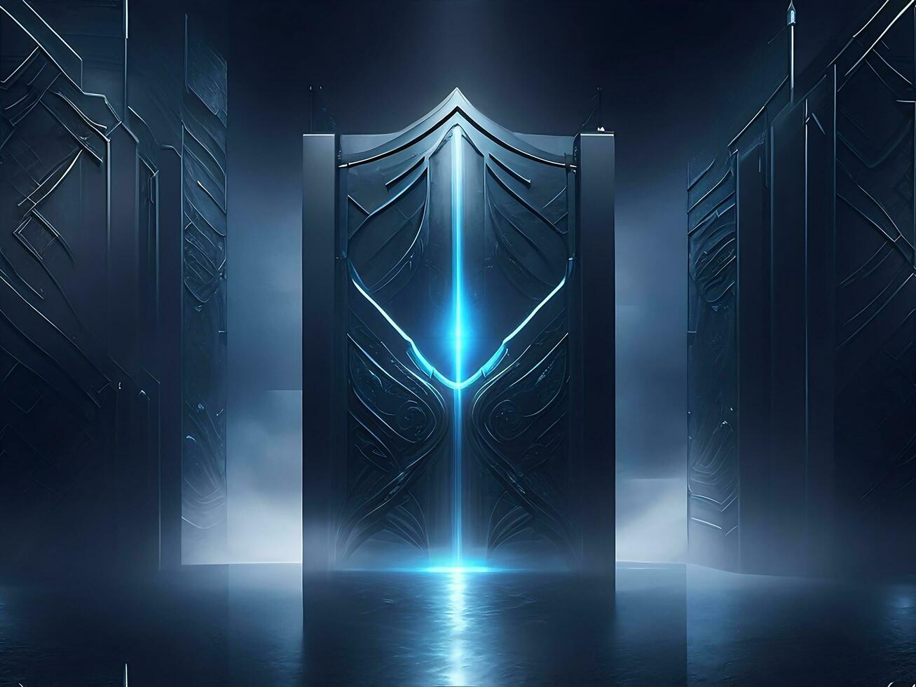 dark abstract futuristic with a Square gate neon photo
