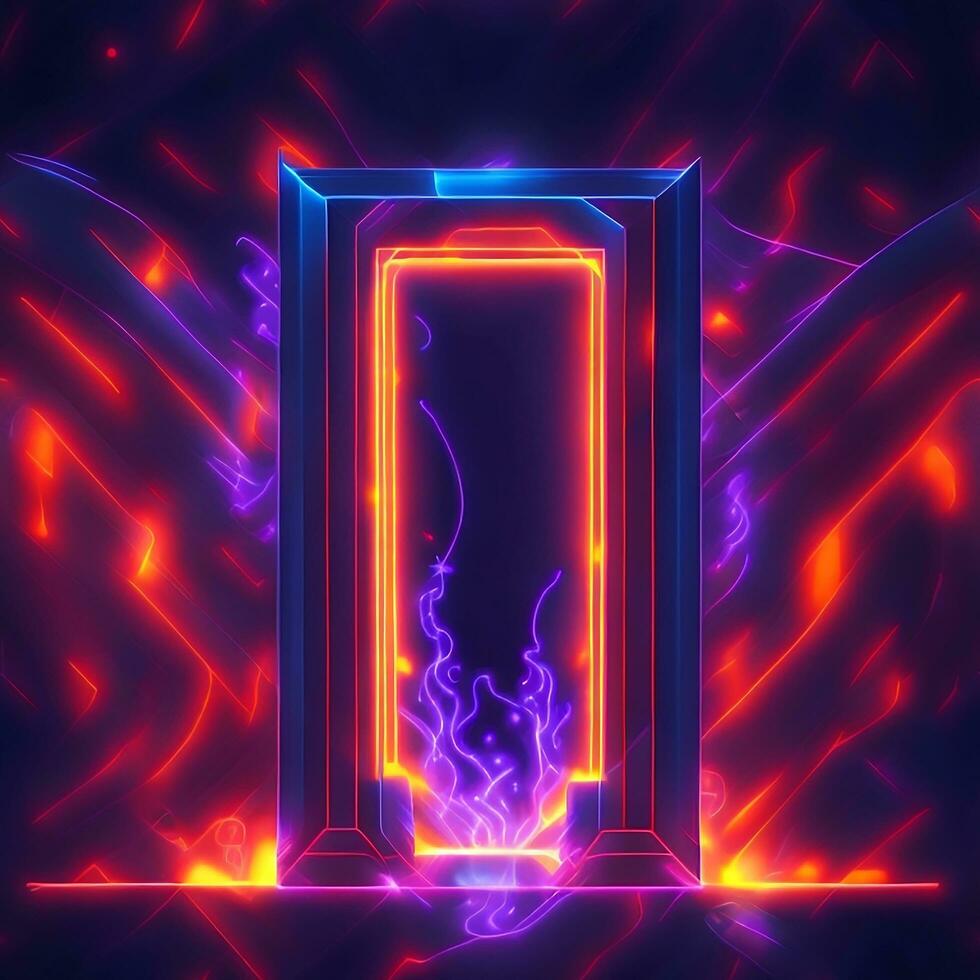 dark abstract futuristic with a Square gate neon photo