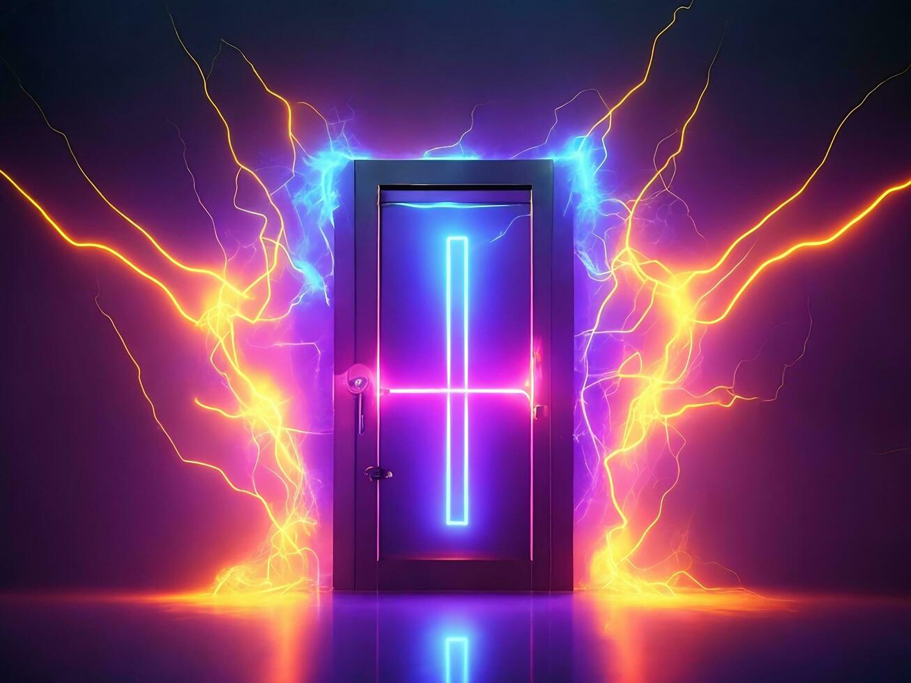 dark abstract futuristic with a Square gate neon photo