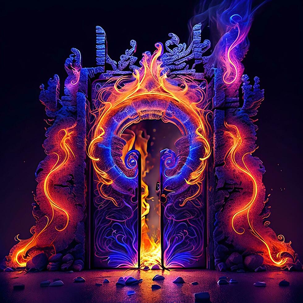dark abstract futuristic with a Square gate neon photo