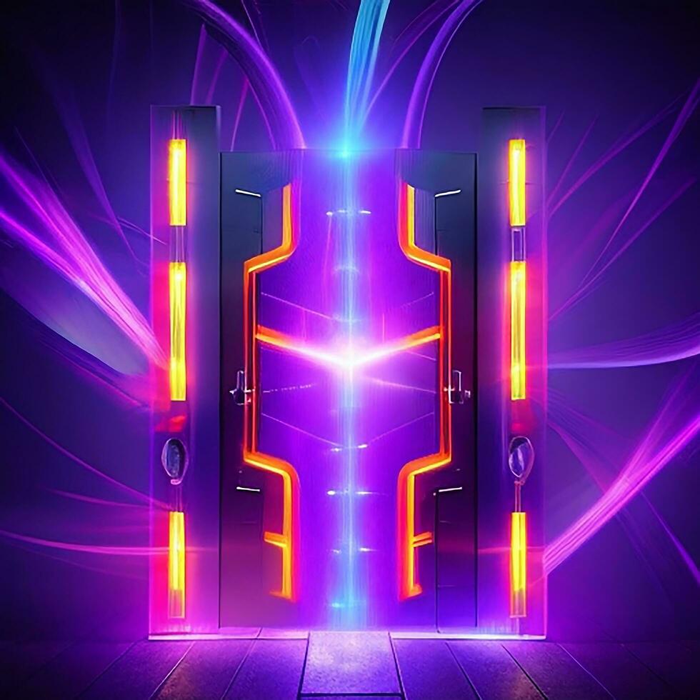 dark abstract futuristic with a Square gate neon photo