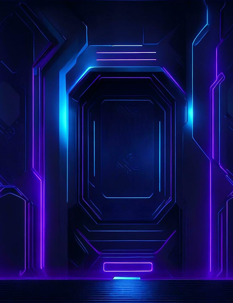 dark abstract futuristic with a Square gate neon photo