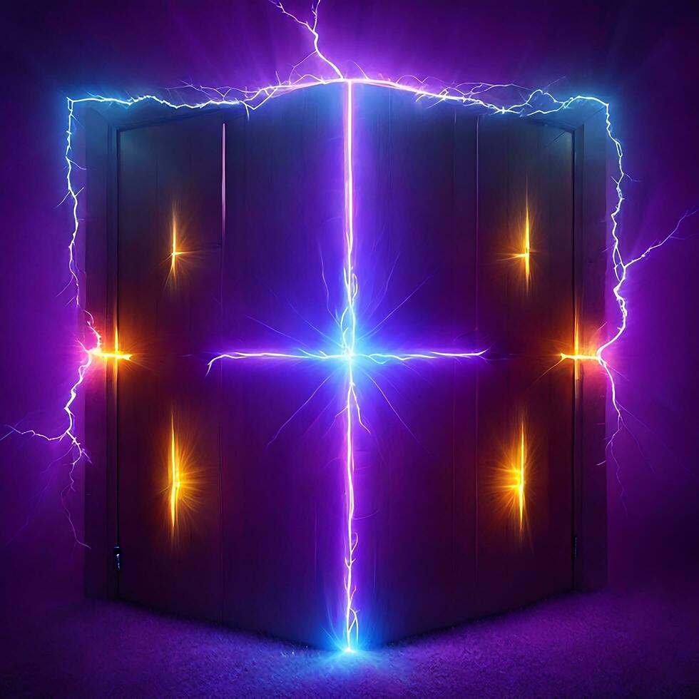 dark abstract futuristic with a Square gate neon photo