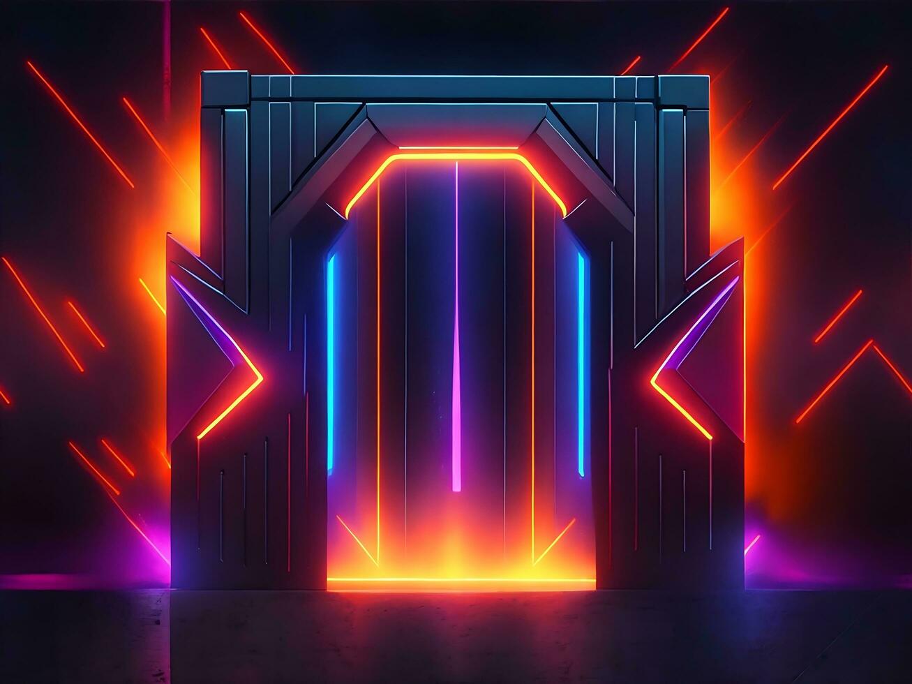dark abstract futuristic with a Square gate neon photo