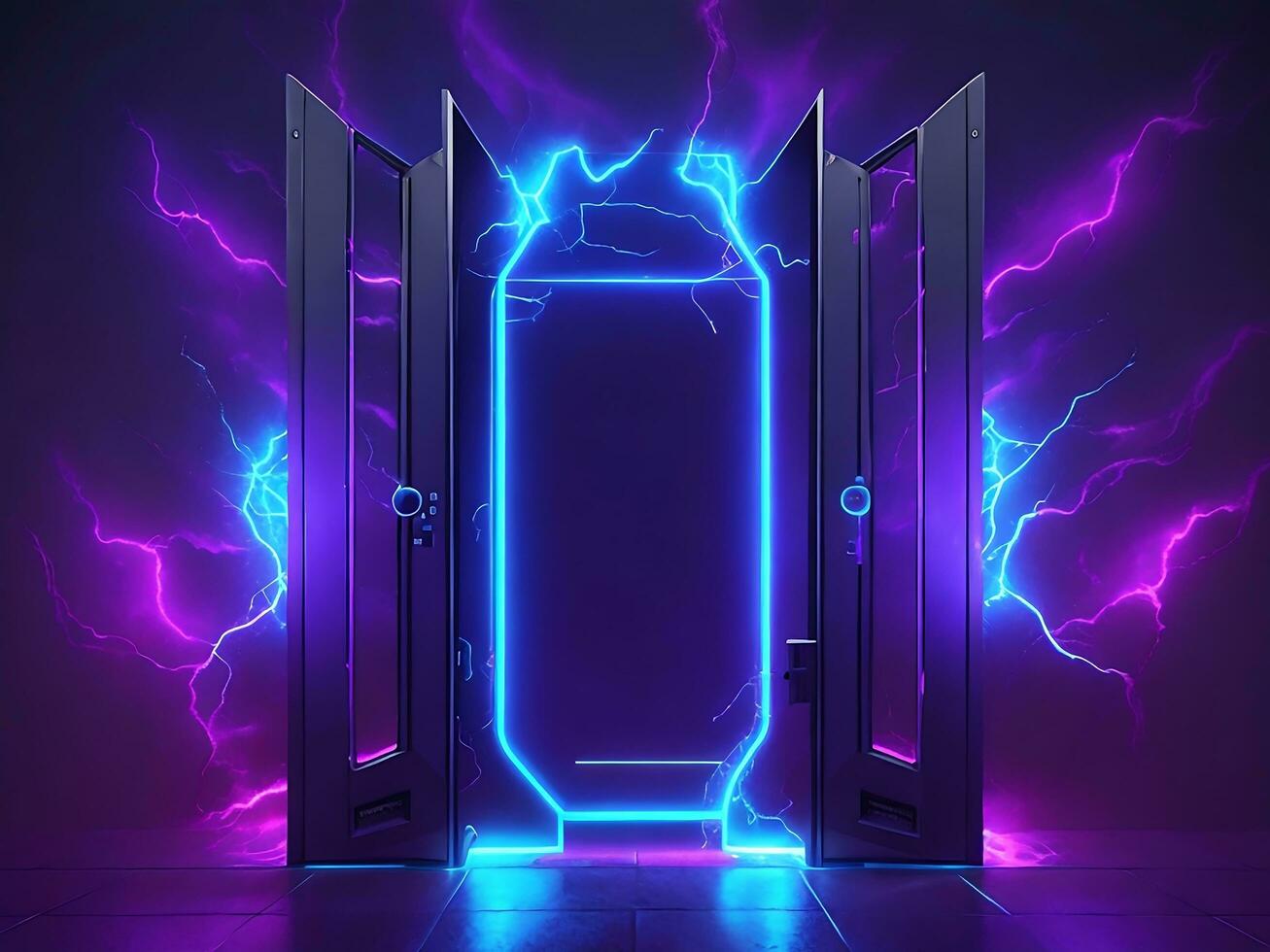 dark abstract futuristic with a Square gate neon photo