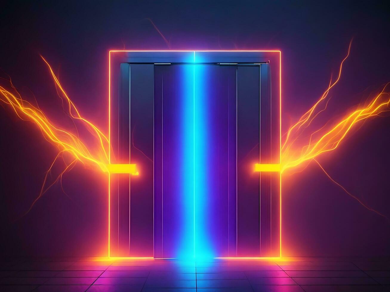 dark abstract futuristic with a Square gate neon photo