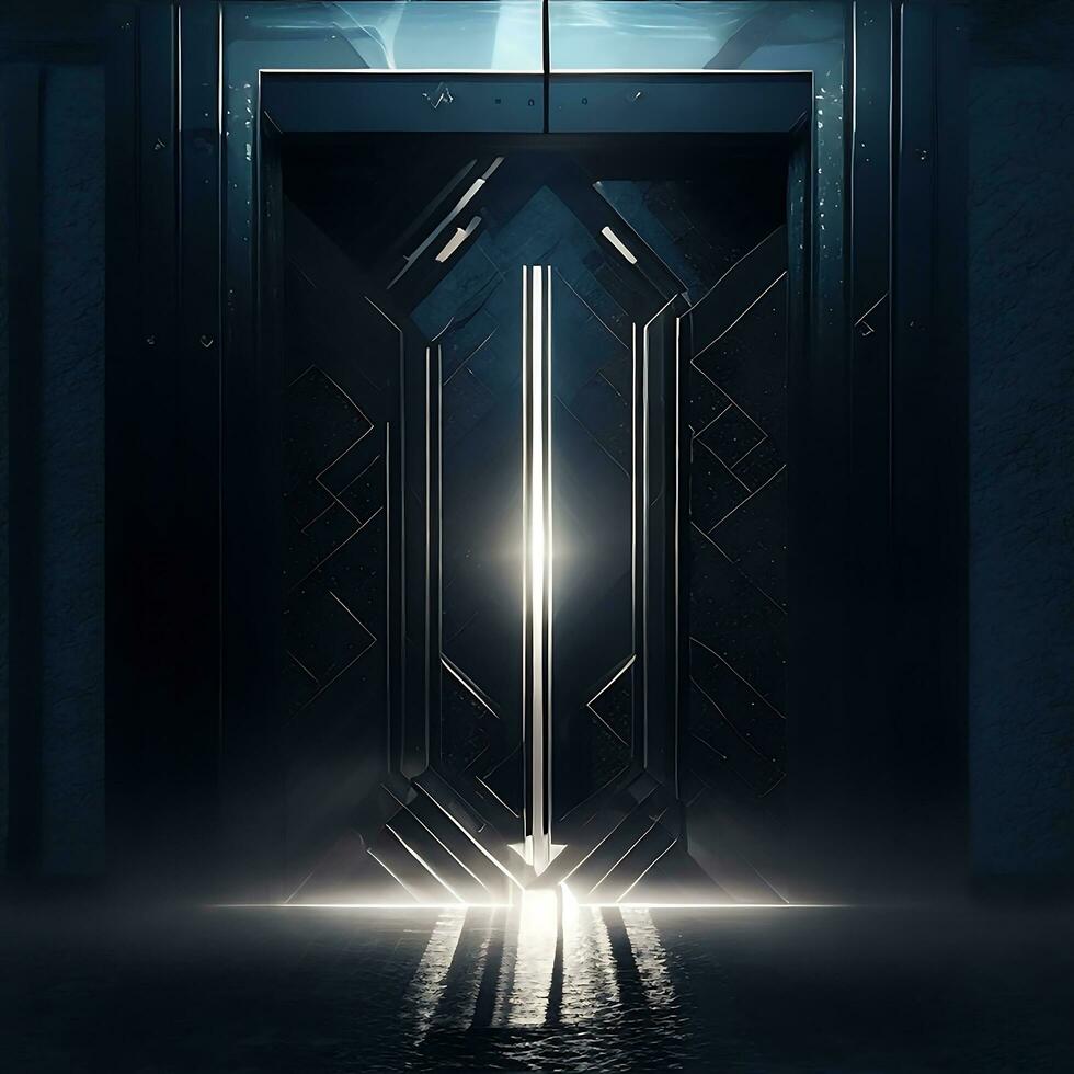 dark abstract futuristic with a Square gate neon photo
