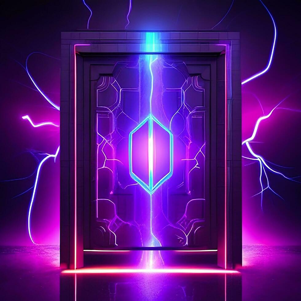 dark abstract futuristic with a Square gate neon photo
