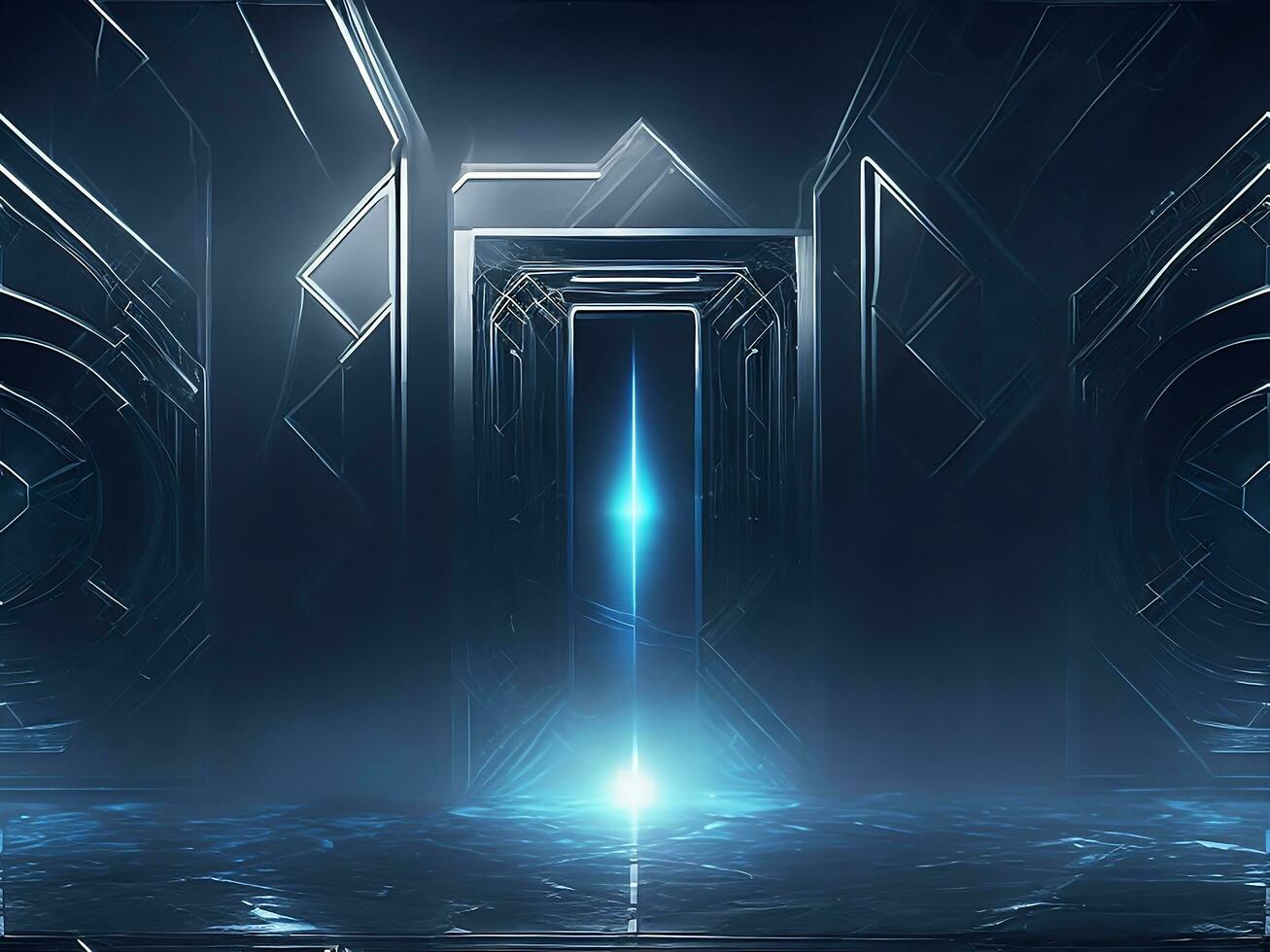 dark abstract futuristic with a Square gate neon photo