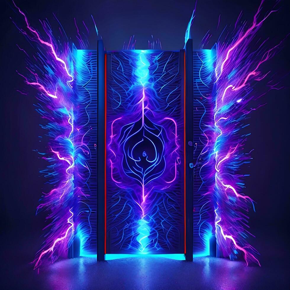 dark abstract futuristic with a Square gate neon photo
