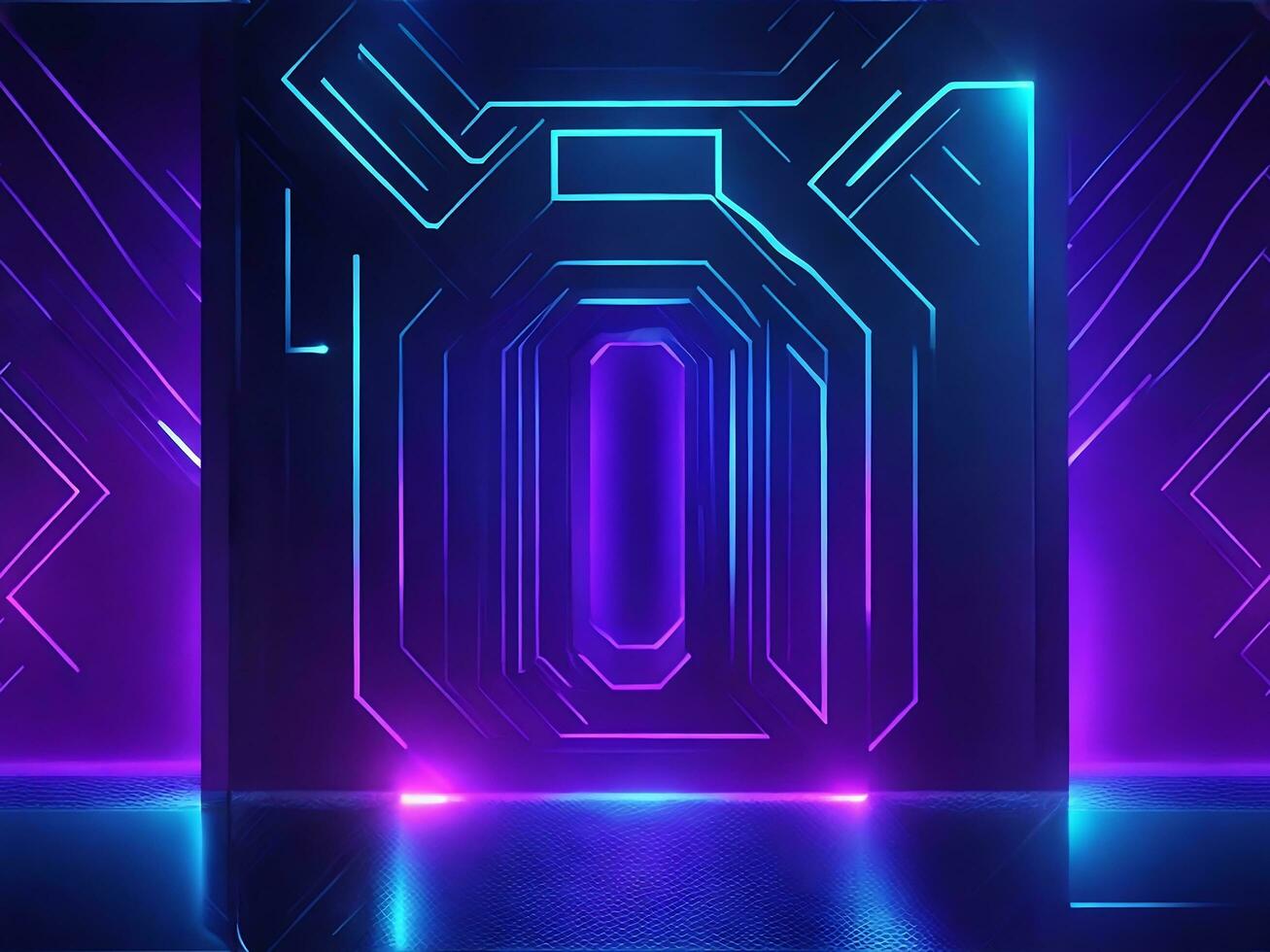 dark abstract futuristic with a Square gate neon photo
