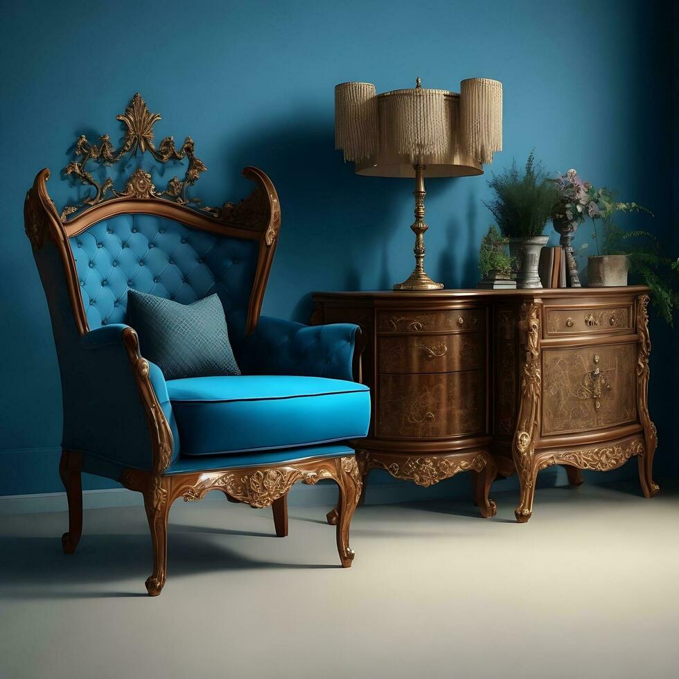 Luxury classical antique armchair for modern designed interior photo