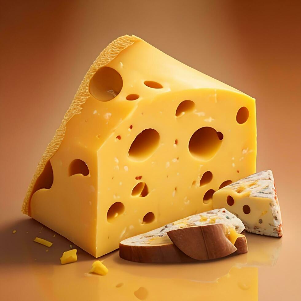 un llamativo rebanada de queso en un plato foto