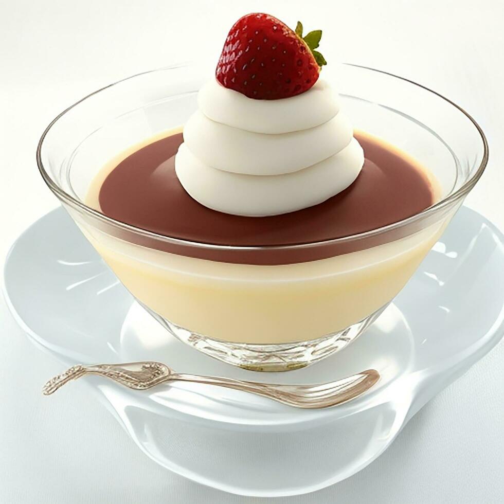 Gourmet dessert plate with caramel and fruit generative AI photo