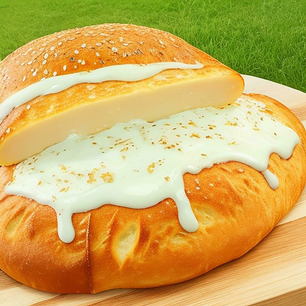 interesante queso emparedado un pan foto