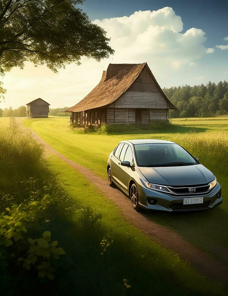 A beautiful BMW car in a beautiful setting photo