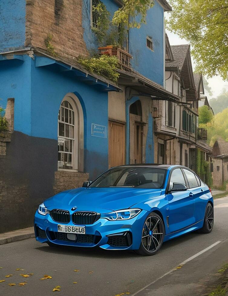 A beautiful BMW car in a beautiful setting photo