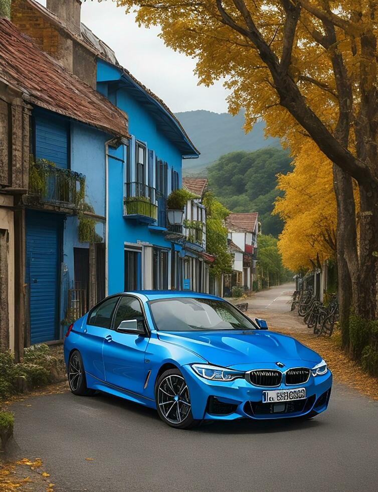 A beautiful BMW car in a beautiful setting photo