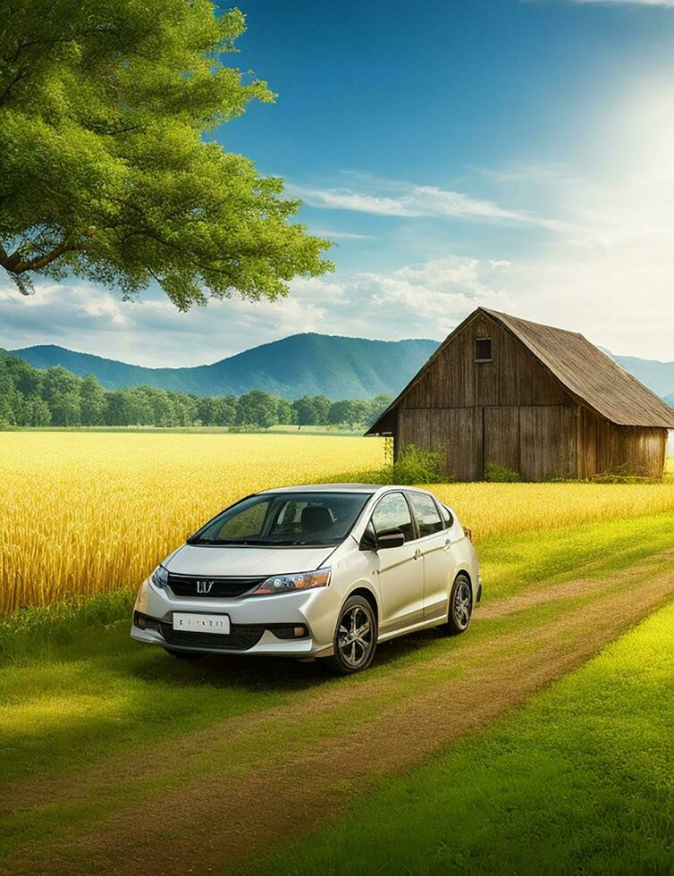A beautiful BMW car in a beautiful setting photo
