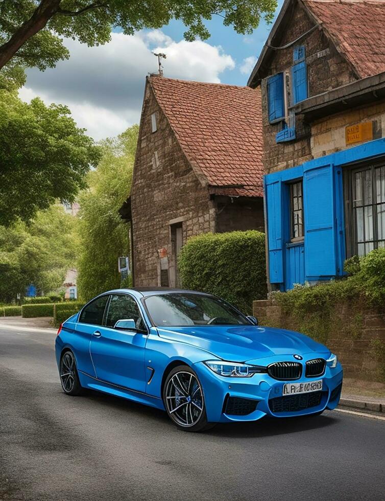 A beautiful BMW car in a beautiful setting photo