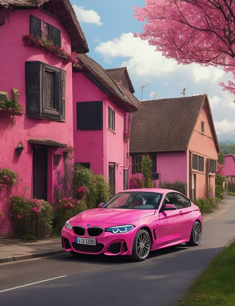 A beautiful BMW car in a beautiful setting photo