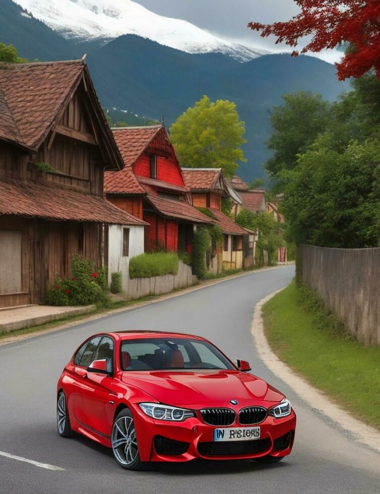 A beautiful BMW car in a beautiful setting photo