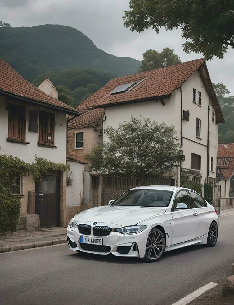 A beautiful BMW car in a beautiful setting photo