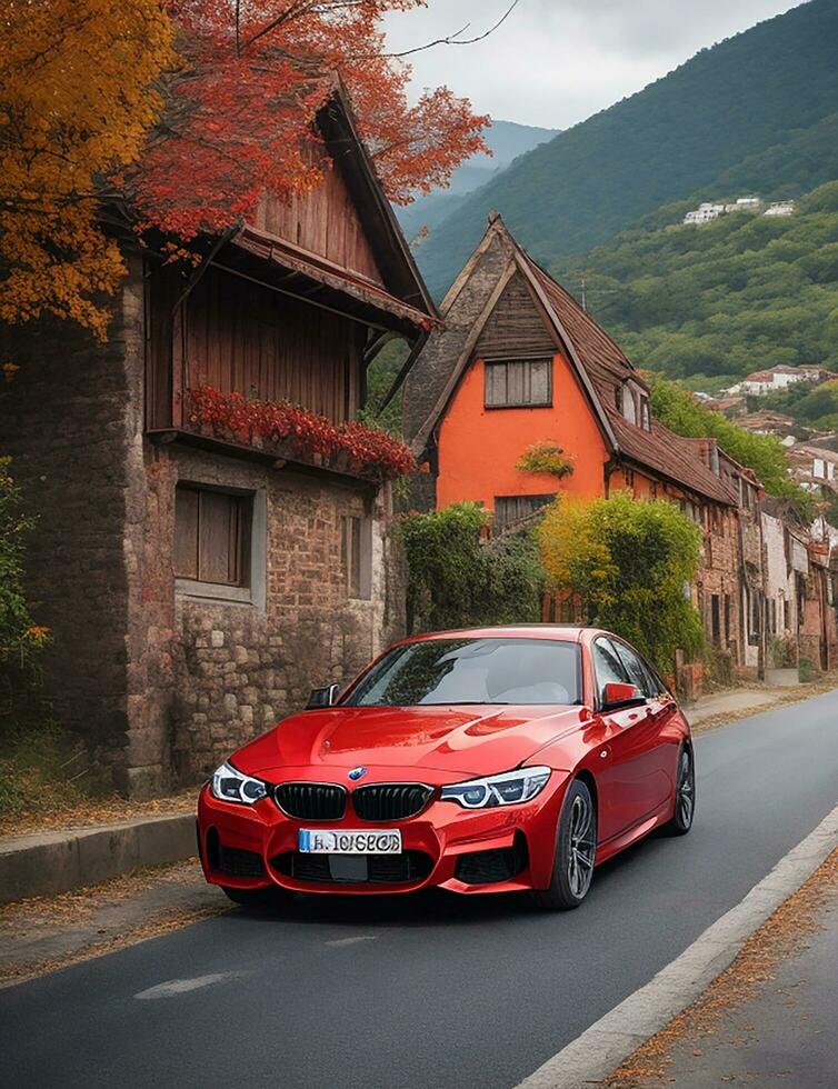 A beautiful BMW car in a beautiful setting photo