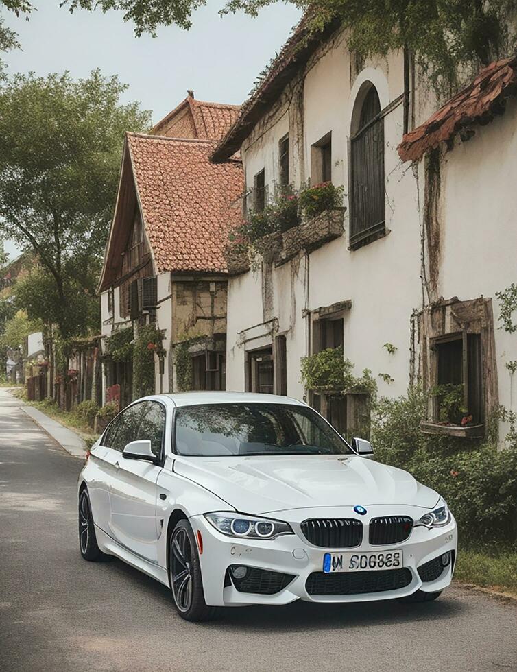 A beautiful BMW car in a beautiful setting photo