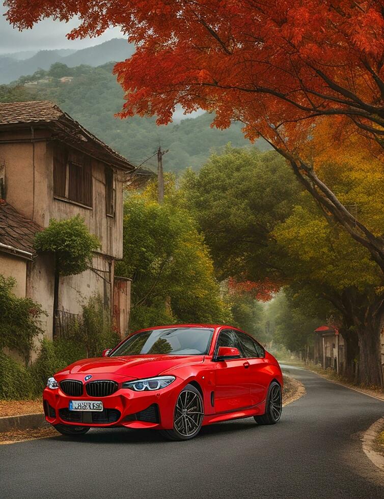 A beautiful BMW car in a beautiful setting photo