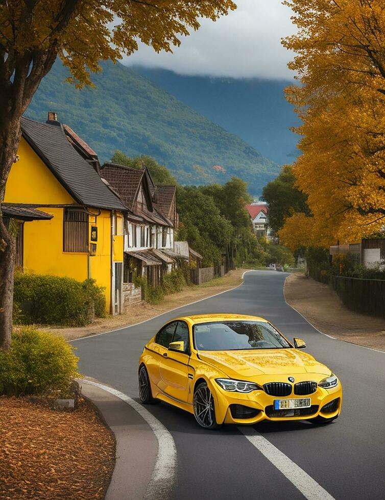 A beautiful BMW car in a beautiful setting photo