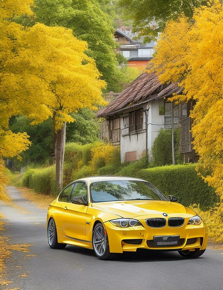 A beautiful BMW car in a beautiful setting photo