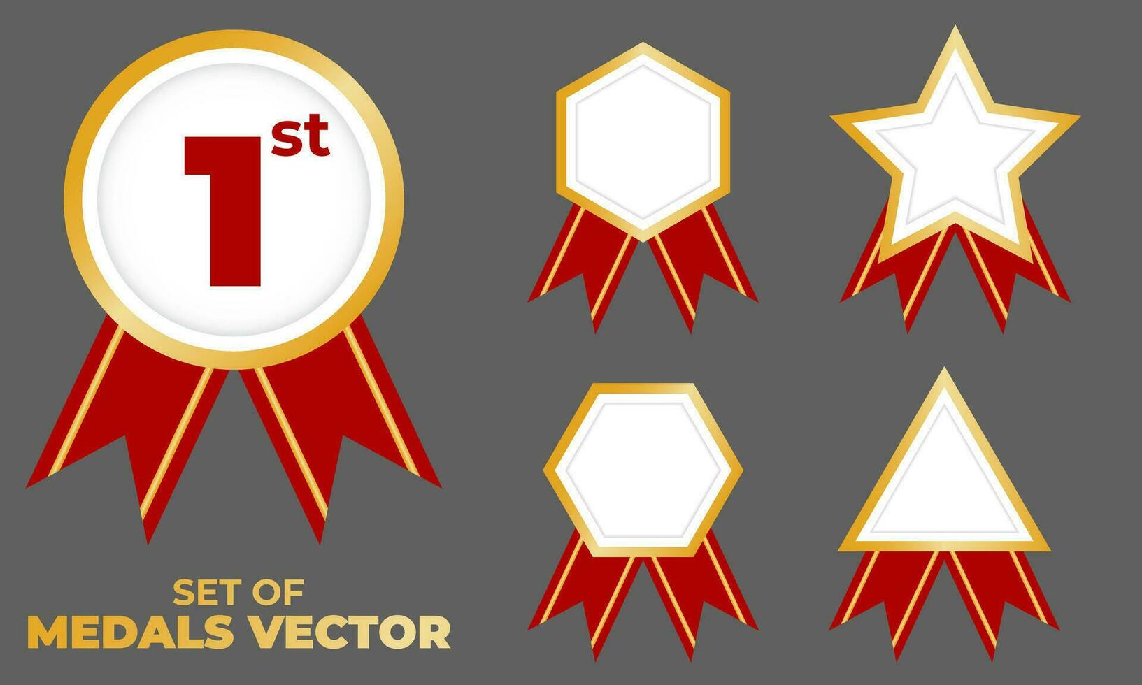 vector conjunto de medalla insignias de varios formas muy adecuado para completando diseños, certificados, premios, gana, competiciones y entonces en.