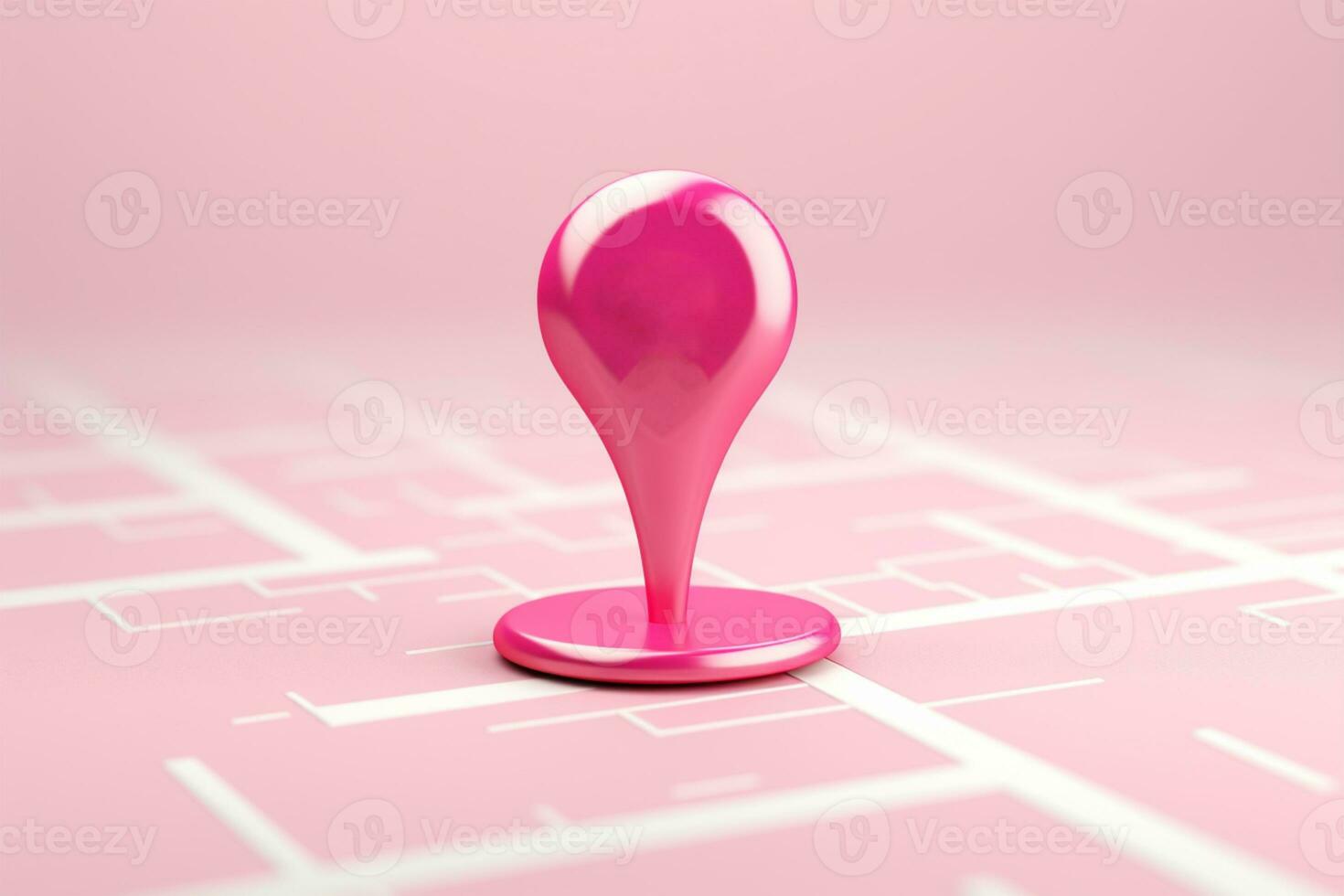 Pink 3D location icon with direction pin, GPS navigation concept AI Generated photo