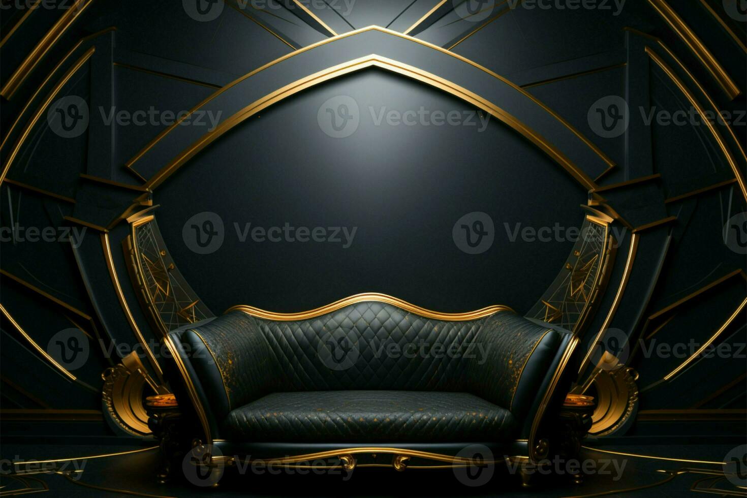 The epitome of luxury, A black backdrop adorned with opulent gold AI Generated photo