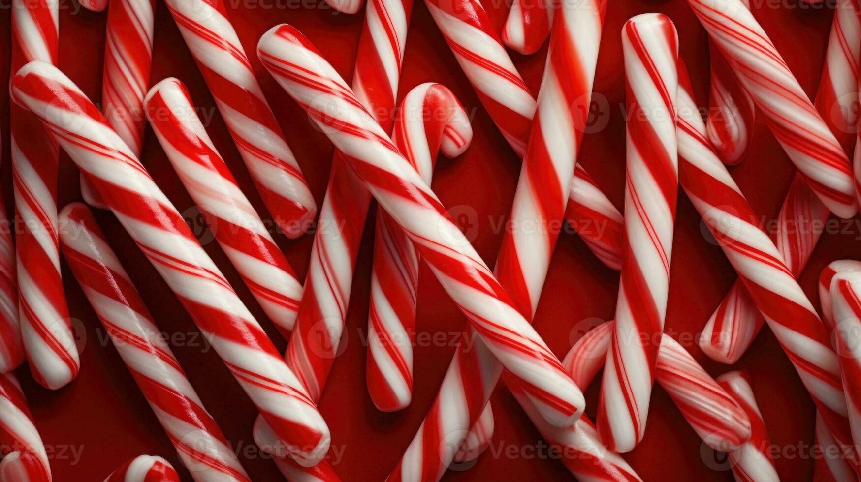 Peppermint candy canes. Christmas background. AI generated photo