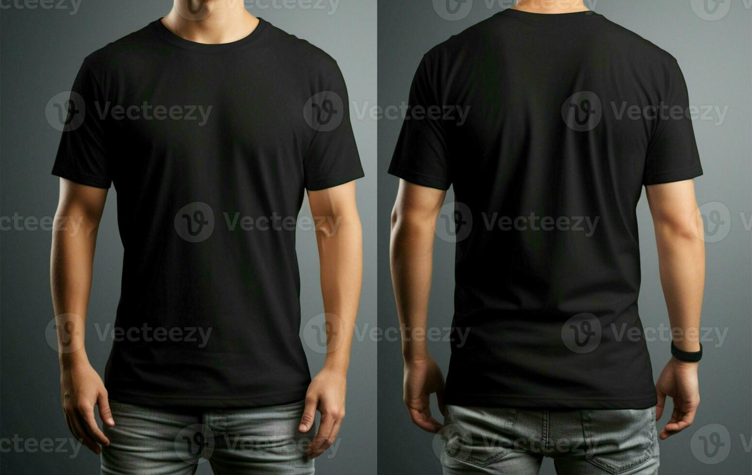 Front and rear perspective of a trendy black clothes t shirt AI ...