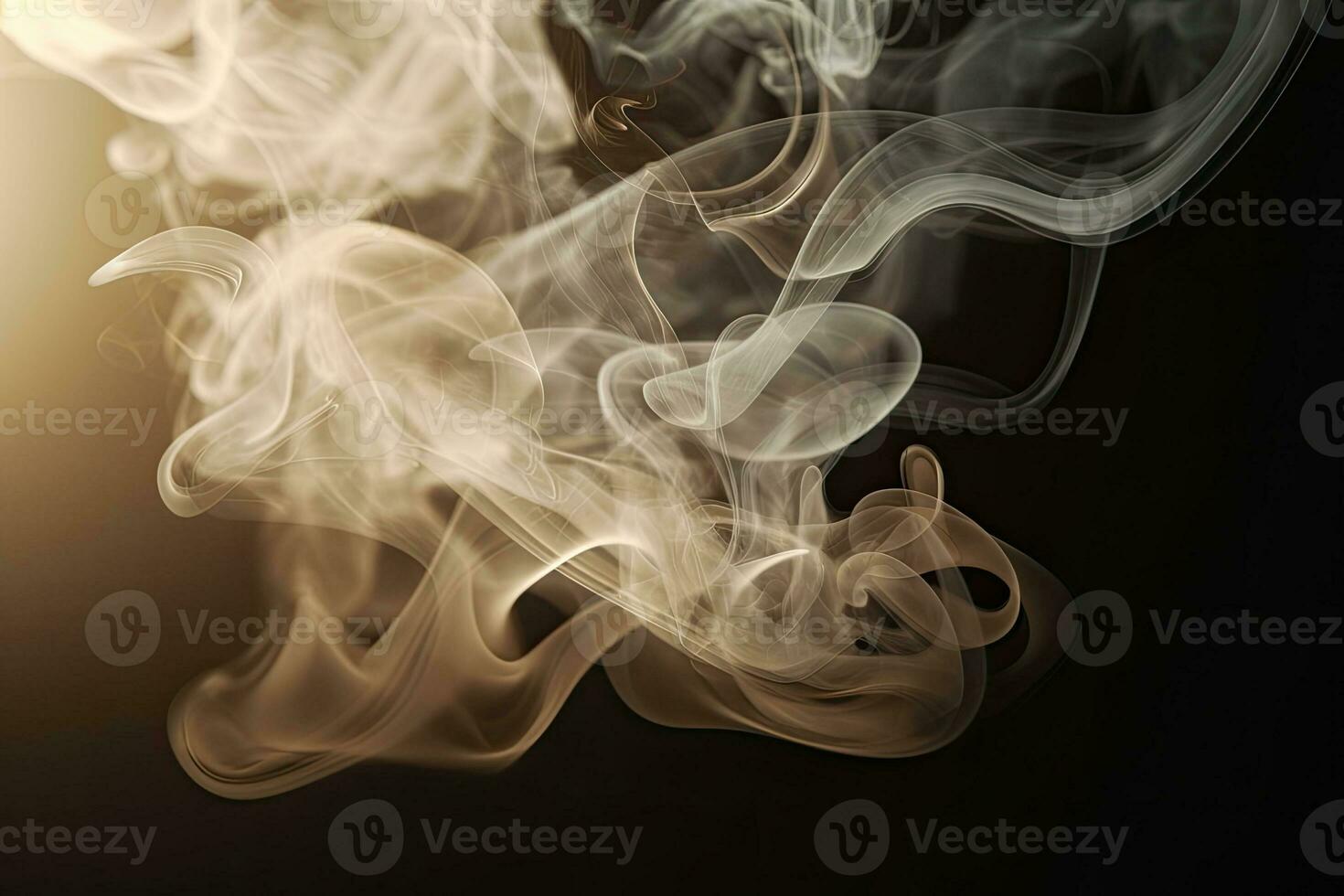 Light background with puffs of ivory smoke. Smoke whiffs and swirls. Generative AI photo