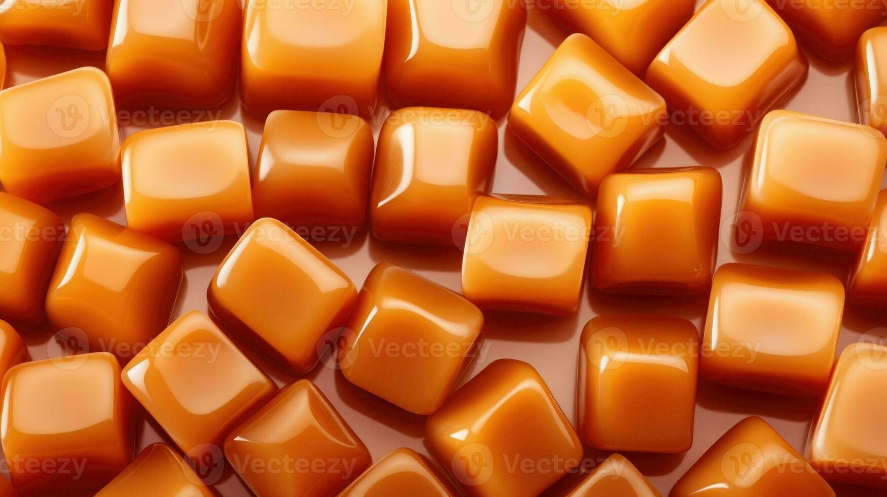 Heap of caramel candies. Caramel candies pattern. AI generated photo