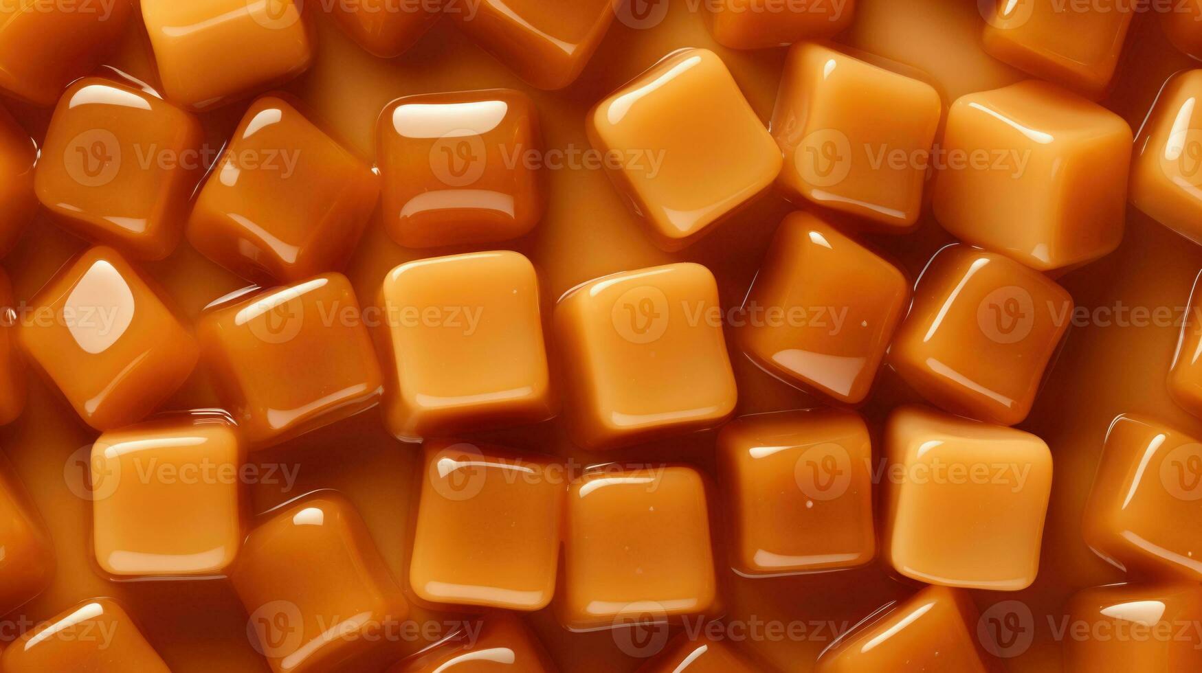 Heap of caramel candies. Caramel candies pattern. AI generated photo