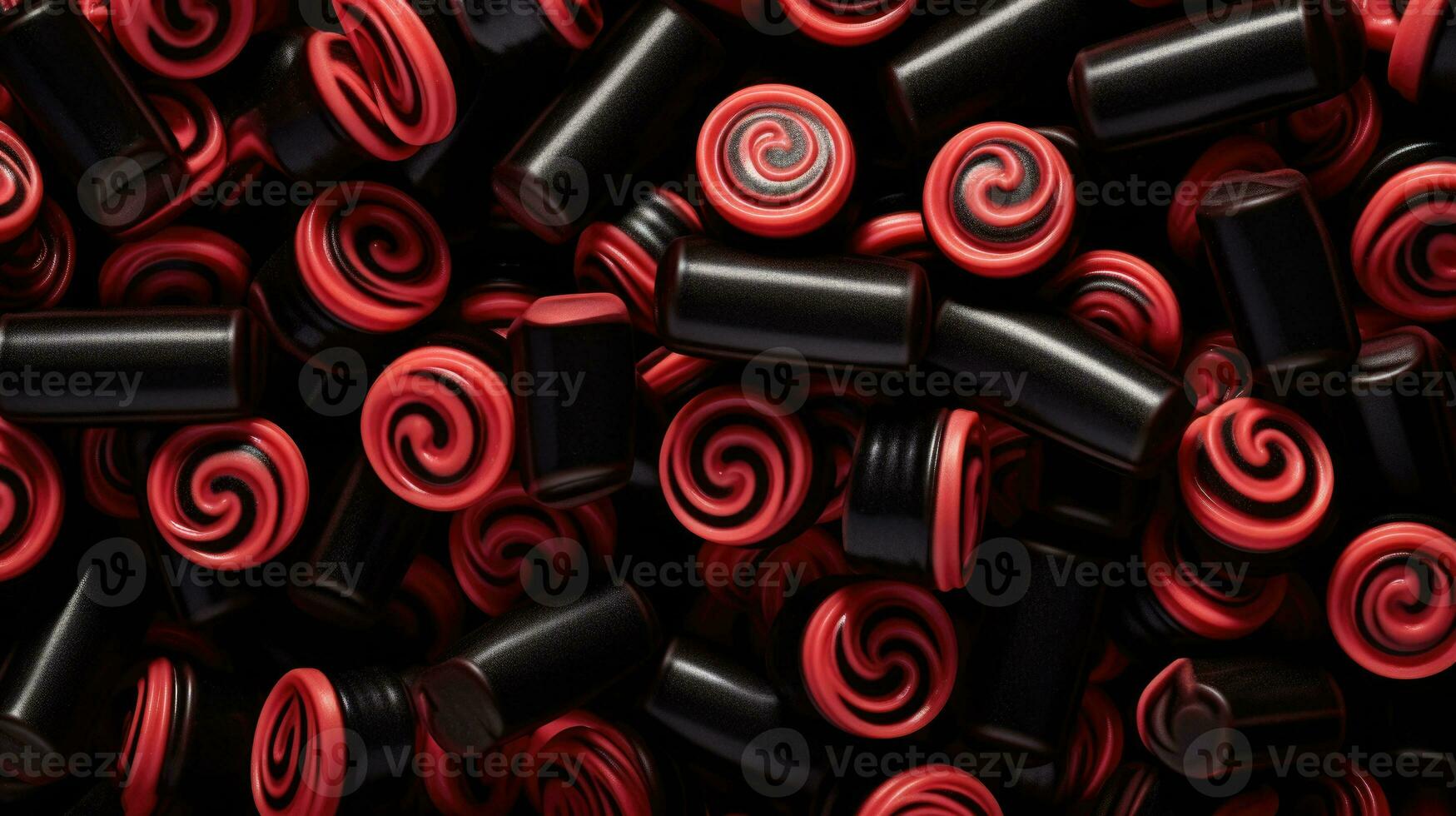 Closeup of candy flavored licorice. Top view. Generative AI photo