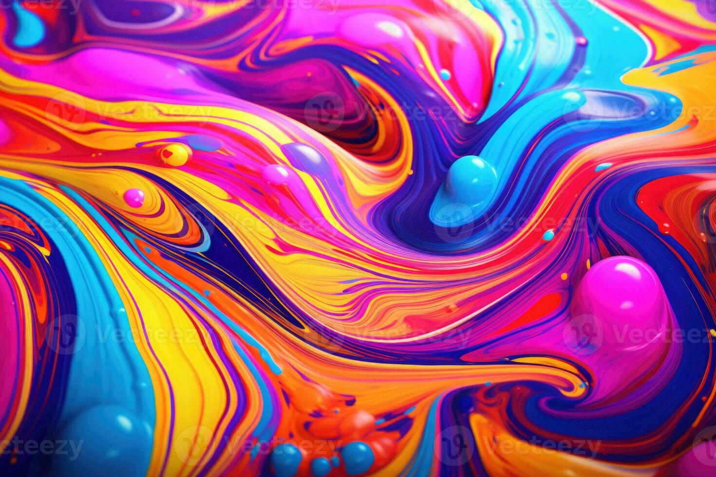 Abstract colorful paint. Liquid paints in blending flow mixing together gently. AI generated photo