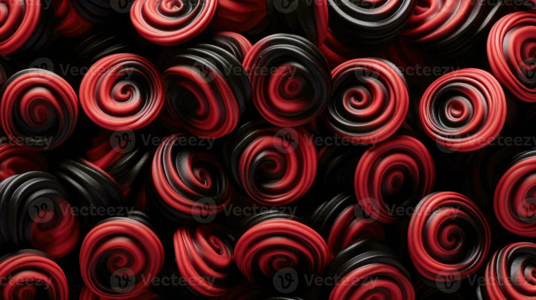 Closeup of candy flavored licorice. Top view. Generative AI photo